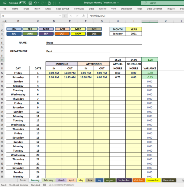 timesheet excel template